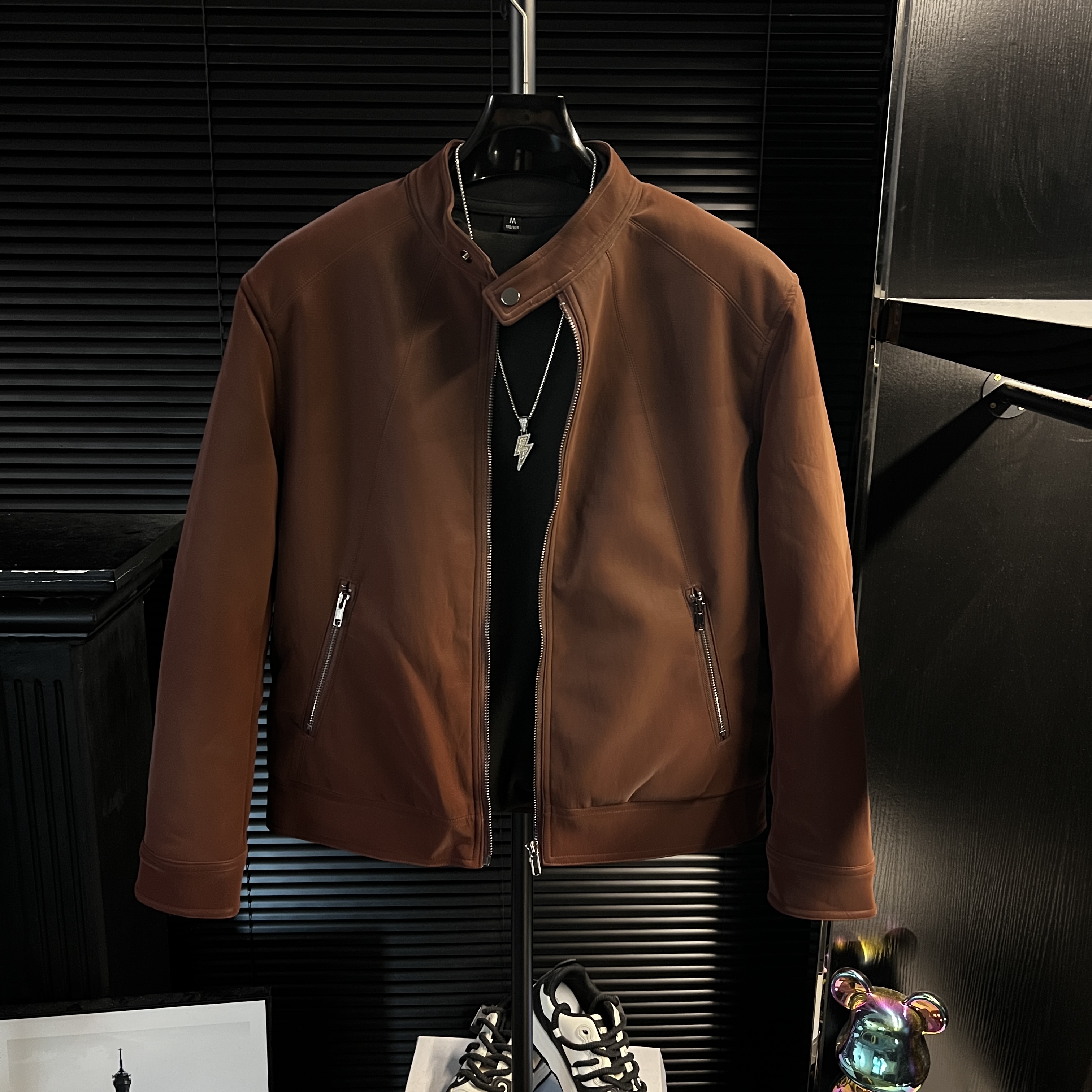 MZ-男士棉服英伦金属丝立领短款时尚外套