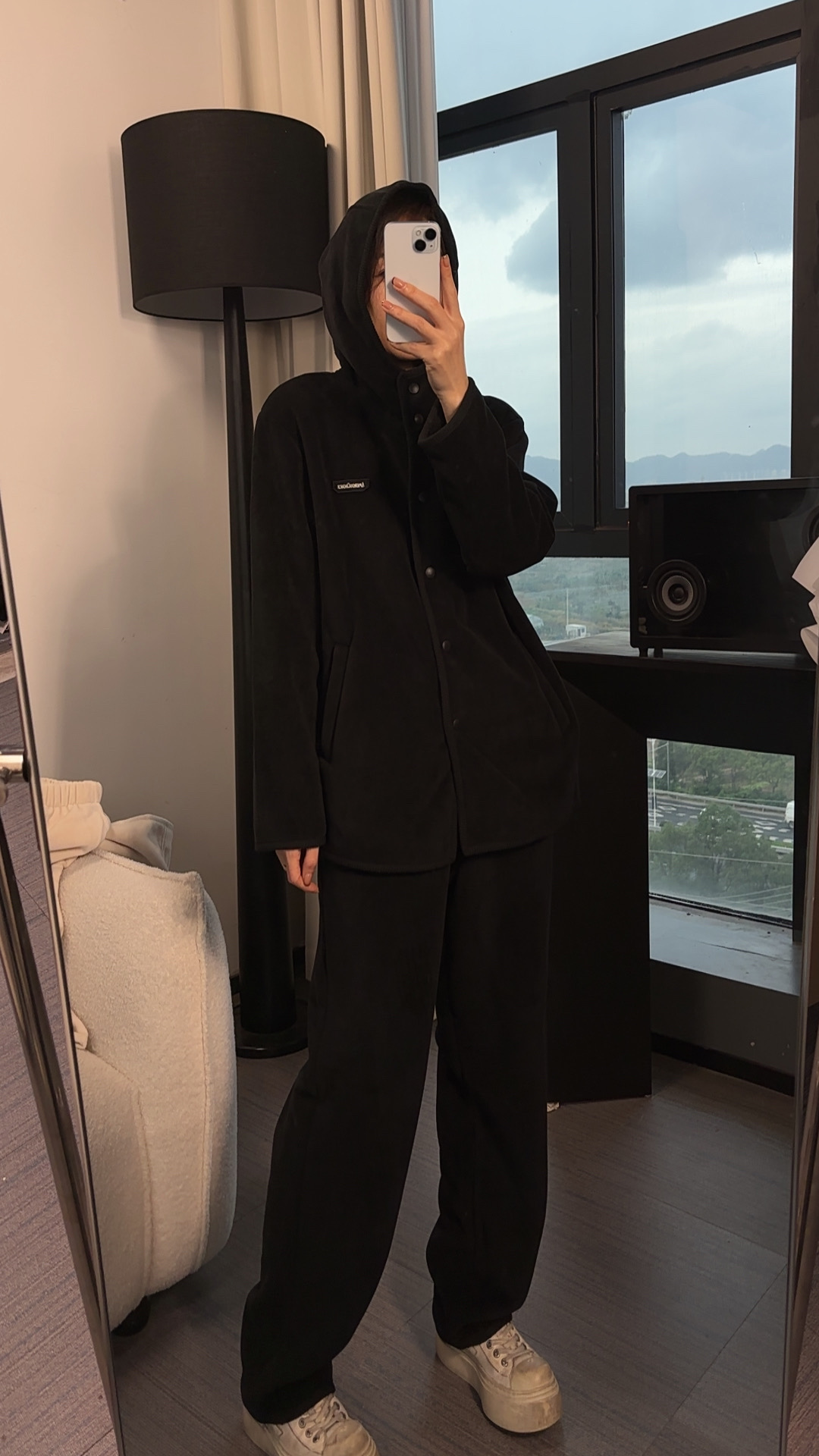 私人定制款冬季家加厚纽扣保暖外穿羊羔绒家居服睡衣套装