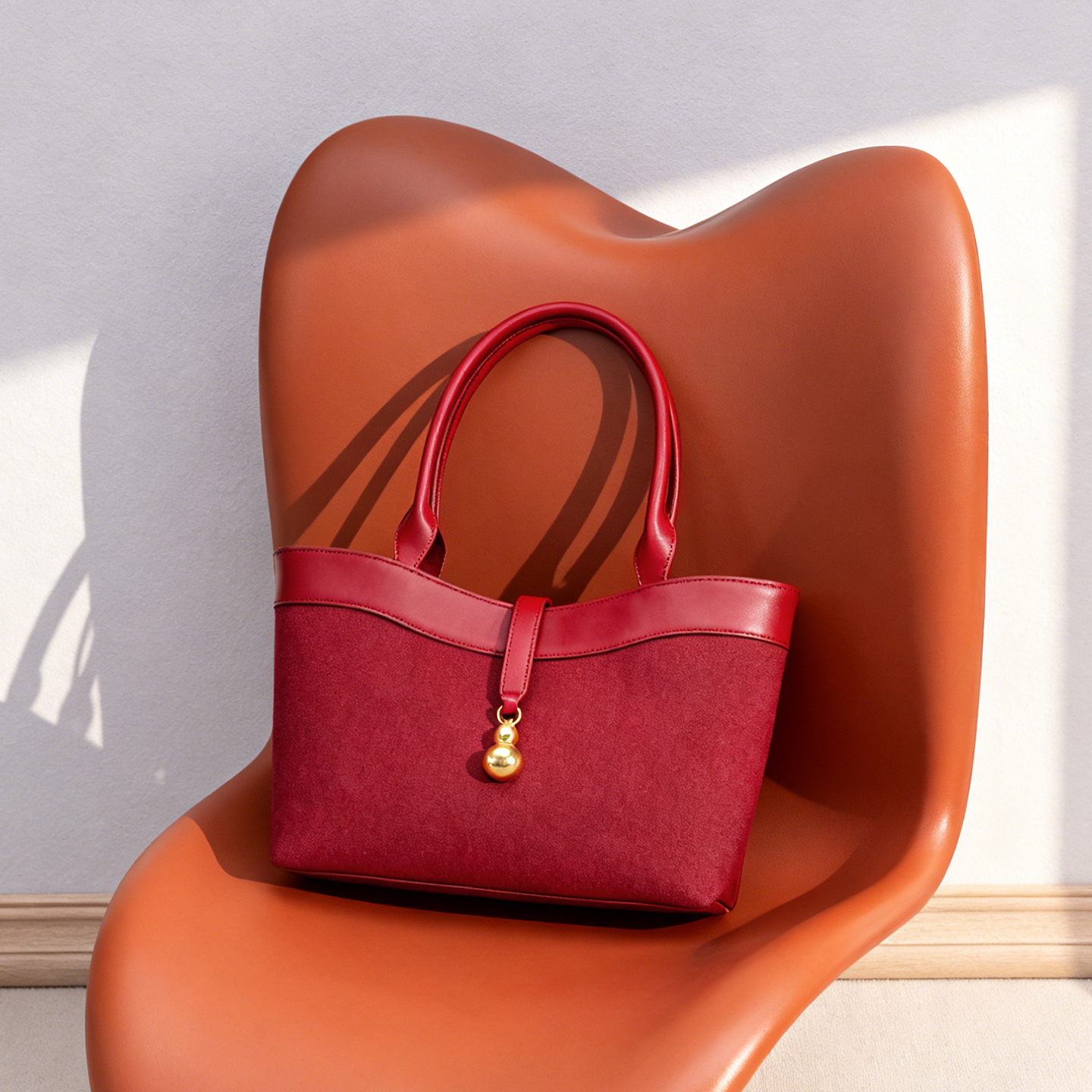  红色新娘结婚包原创《如意·冬禧》新中式如意托特包女国风红色包包