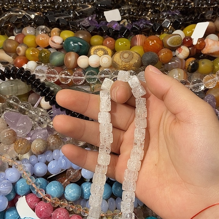 发晶珠宝半成品银S925镶嵌白水晶爆红阿赛方糖