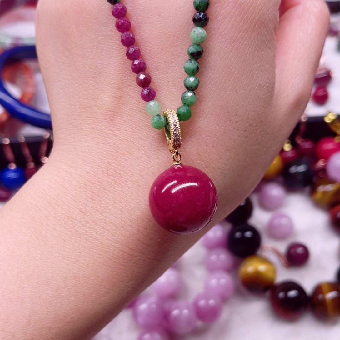 银S925镶嵌红宝石项链