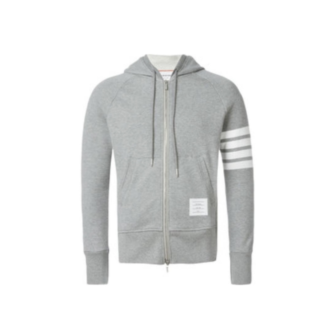 全新未使用 THOMBROWNE  TB灰色运动休闲条纹长袖针织帽衫