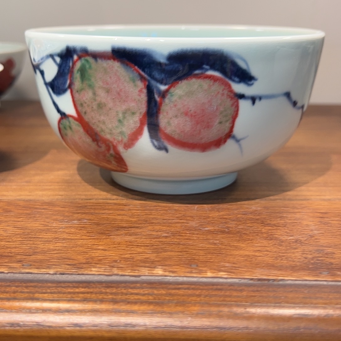 风***兰青花釉里红色差放漏手工碗