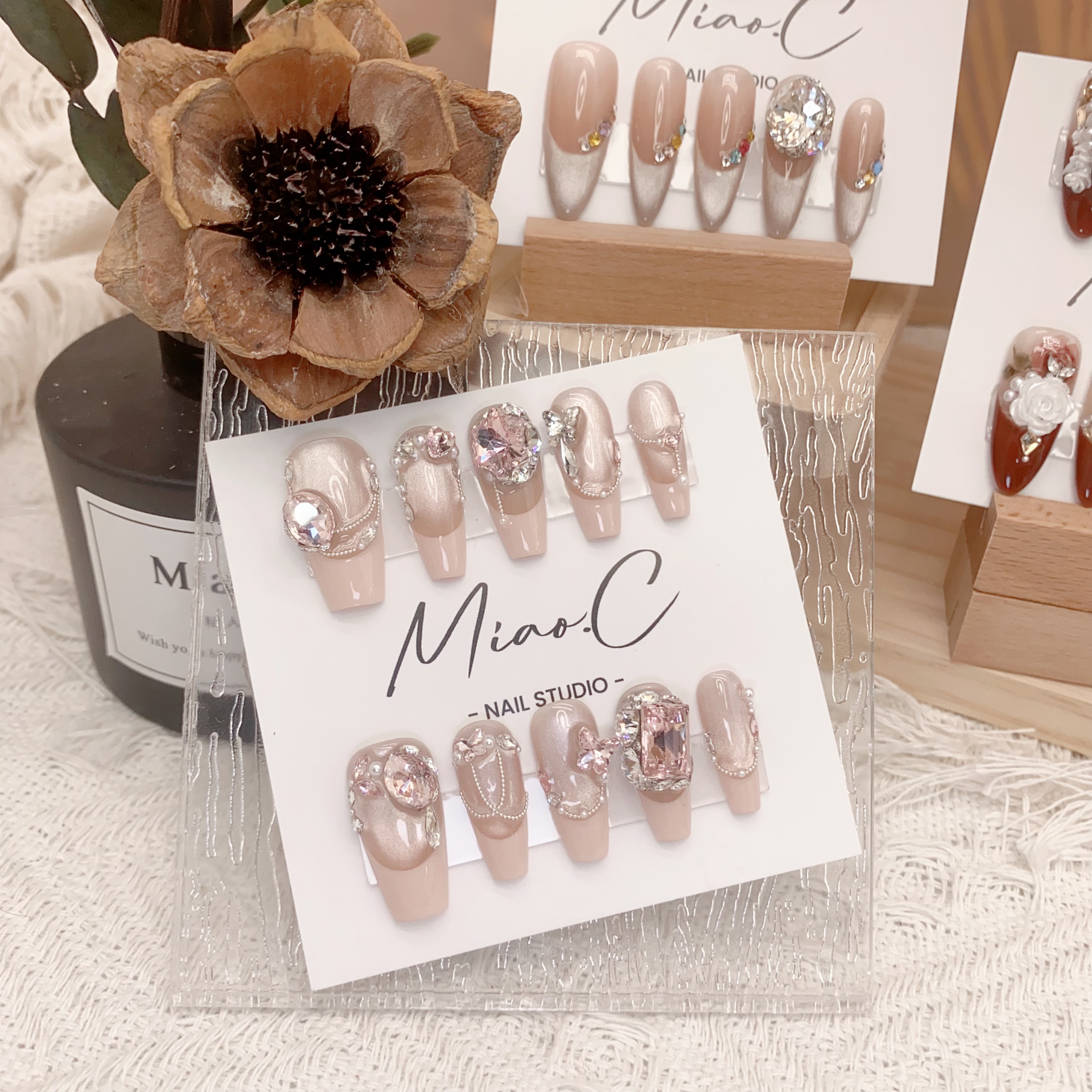 【公主日记】Miao.C全华系列 法式玻璃珠猫眼全华款拼珠轻奢穿戴甲