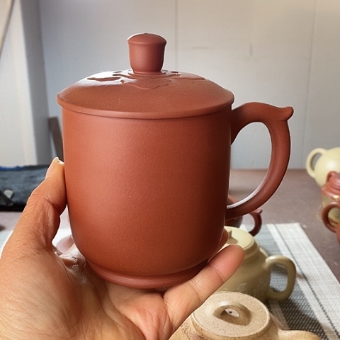 紫砂茶壶原矿红皮龙，盖杯，380 c c