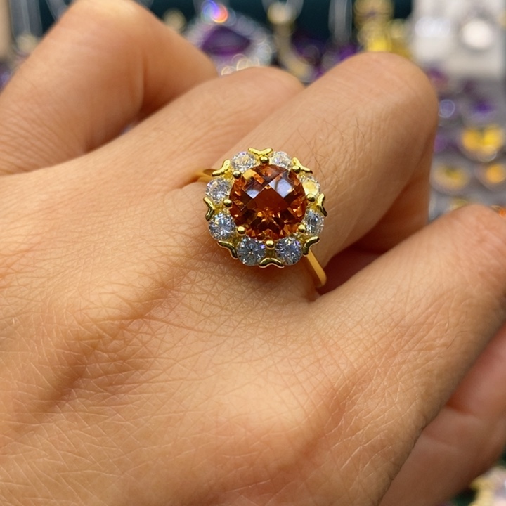 水晶戒指银S925镶嵌天然水晶戒指