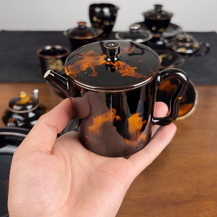 瓷玳瑁釉直筒壶大壶