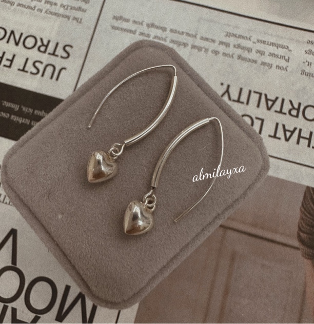 足银耳饰 足银耳环耳饰 爱心耳饰