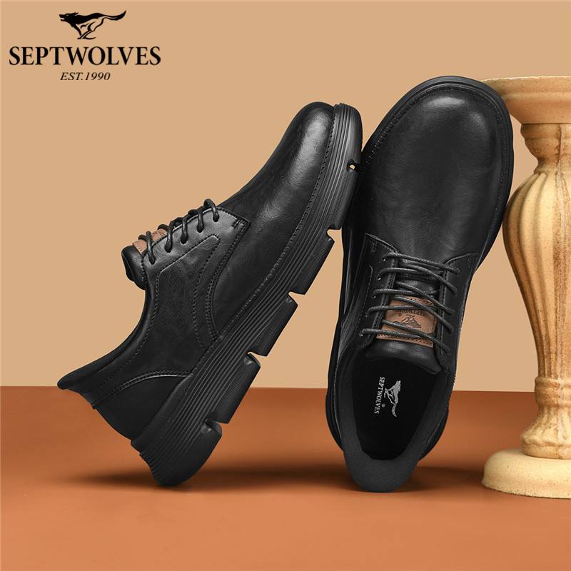 七匹狼新款春季通勤风休闲皮鞋男鞋透气百搭英伦风鞋子商务休闲商品图
