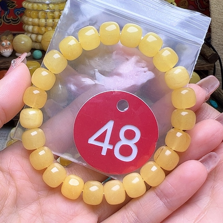 蜜蜡裸石未镶嵌金沙 9.3mm老型手串