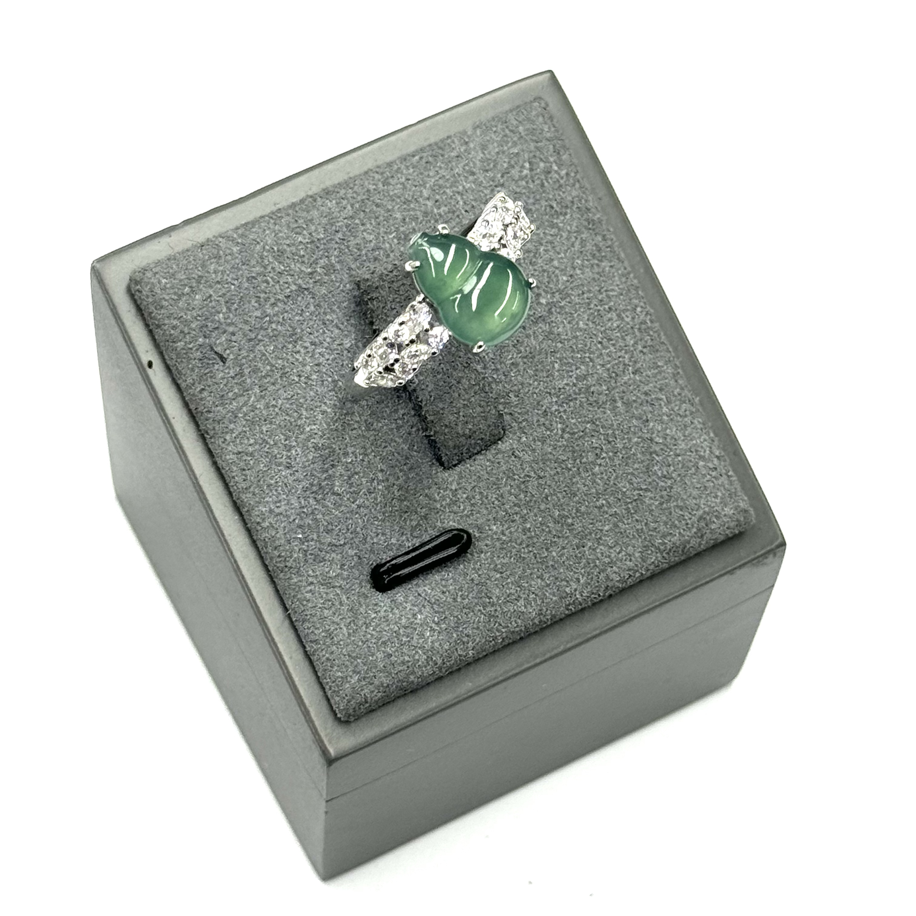 【符老板】A498-国风葫芦翡翠高冰蛋面戒指-赠礼盒