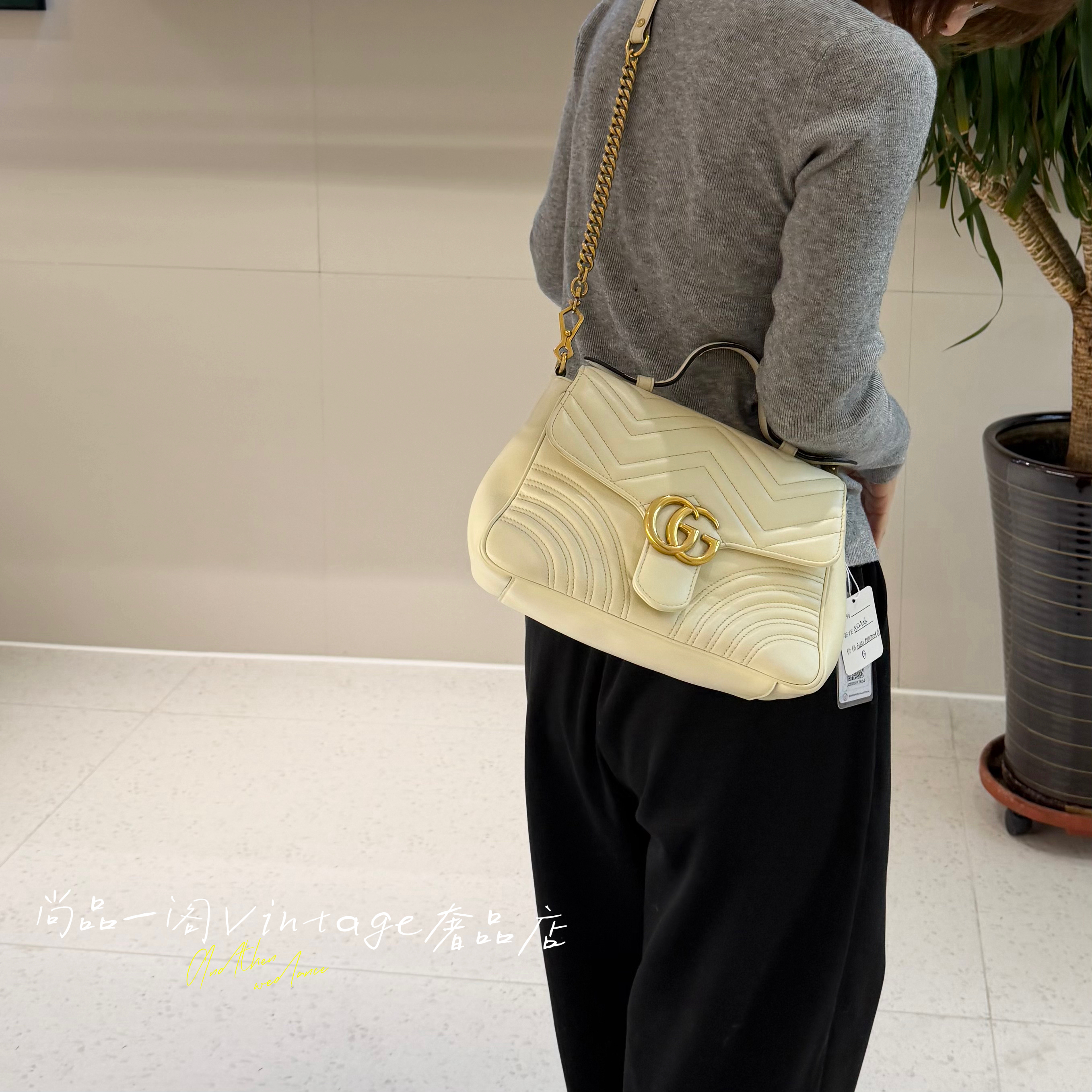 95新 GUCCI/古驰 尚品一阁/奶昔白马蒙邮差包