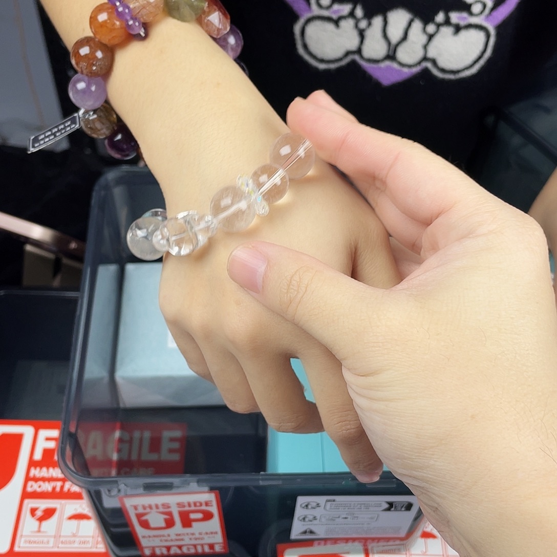 水晶手串银S925镀金镶嵌