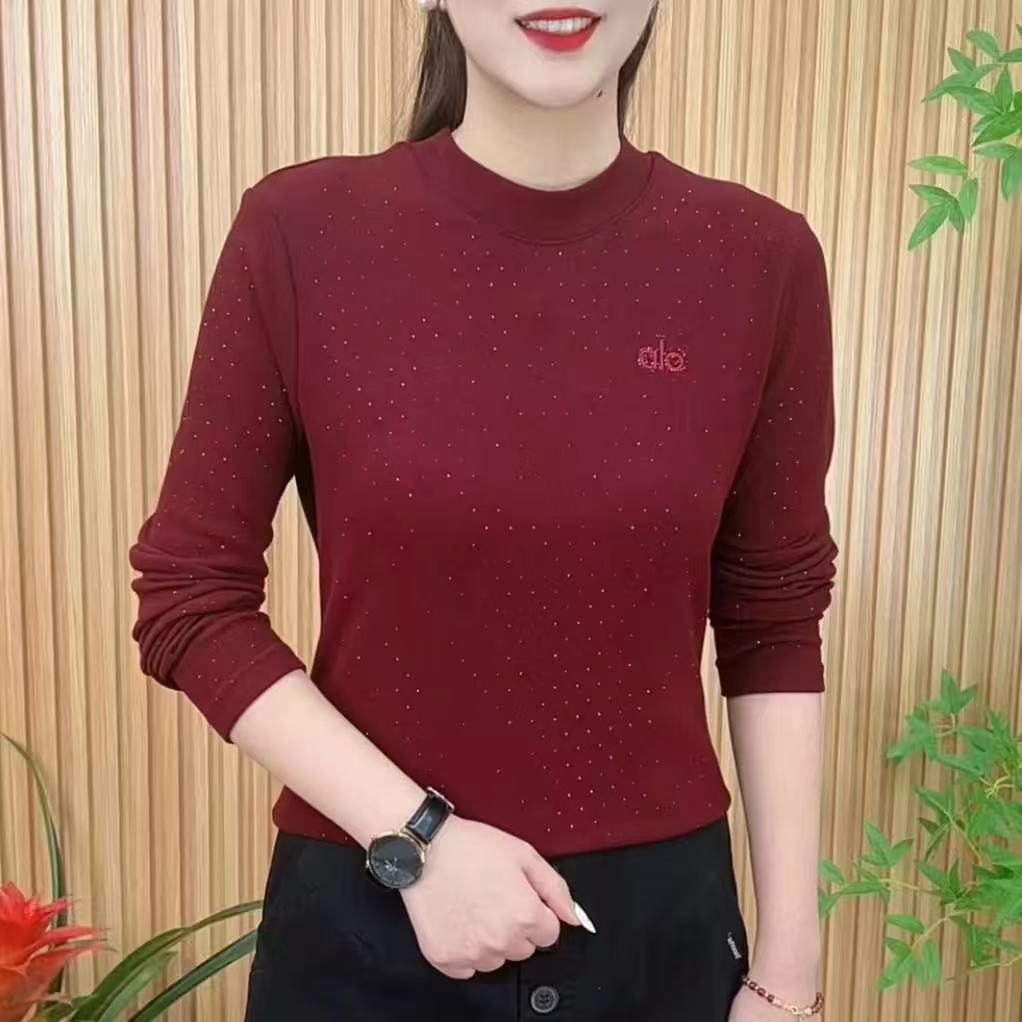 德绒加厚保暖卫衣圆领亮片休闲百搭洋气宽松显瘦减龄长袖上衣