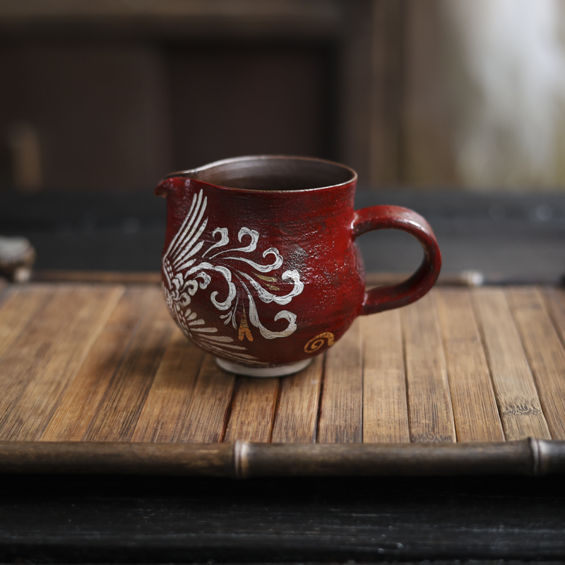 【九姐爱喝茶】炼陶-蕉白轩-凤凰祥云公道杯(210ml)（蕉白S0689）