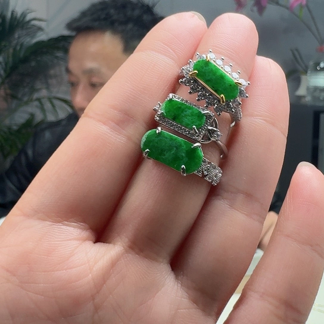 翡翠戒指银S925镶嵌多样性发货其一