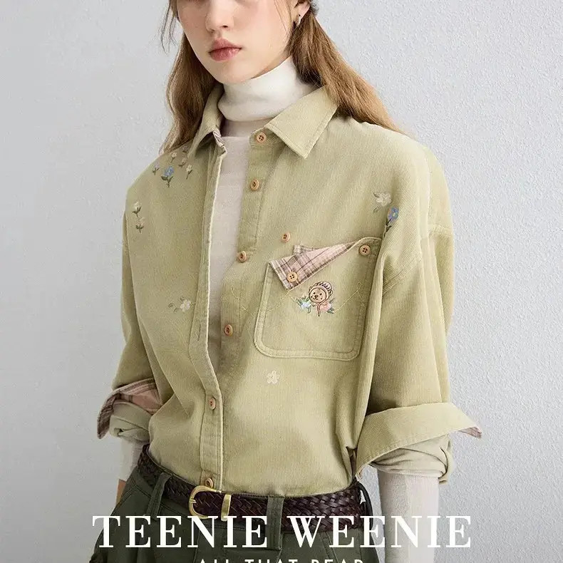 【赵露思同款】TeenieWeenie小熊女衬衫25秋新格纹上衣TTYA254VC2K
