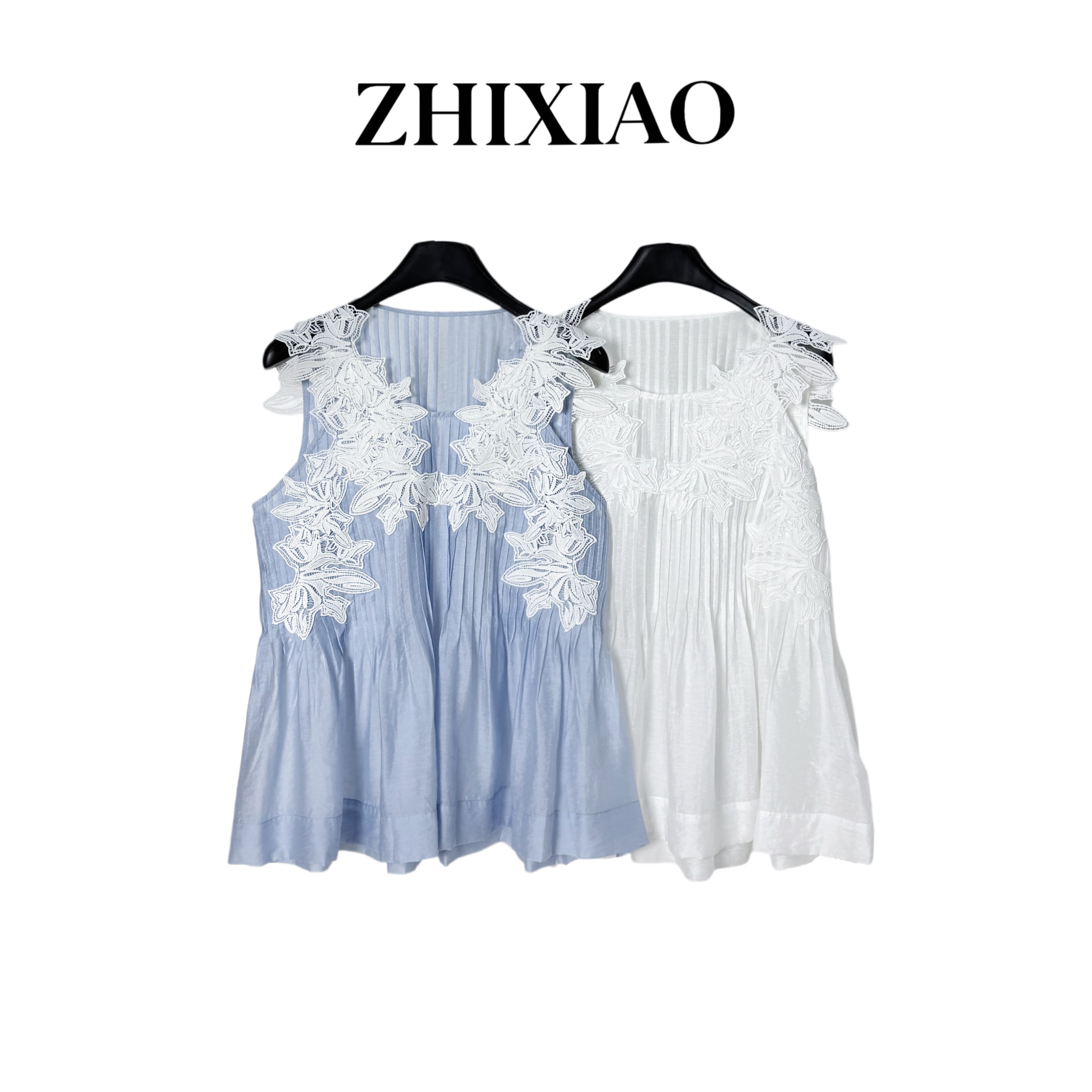 【ZHIXIAO】夏季新款：蕾丝花无袖上衣TR782