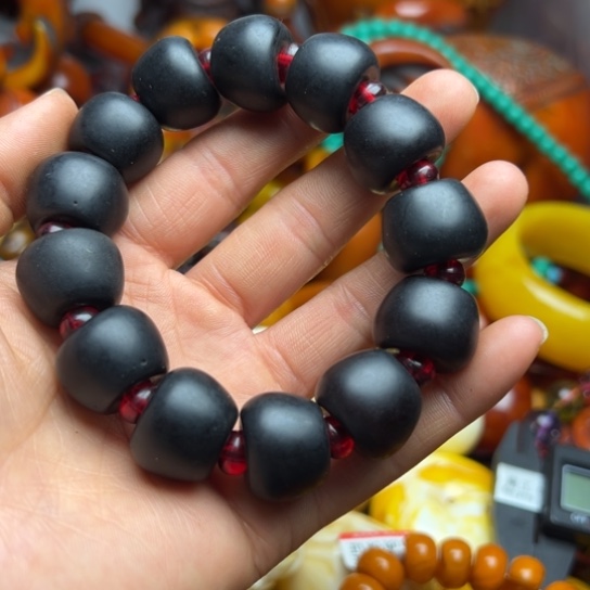 琥珀（花珀）手串未镶嵌蜜蜡