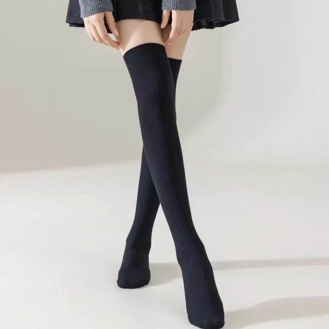 秋冬纯色韩版中筒堆堆袜软糯舒适百搭显瘦保暖女袜