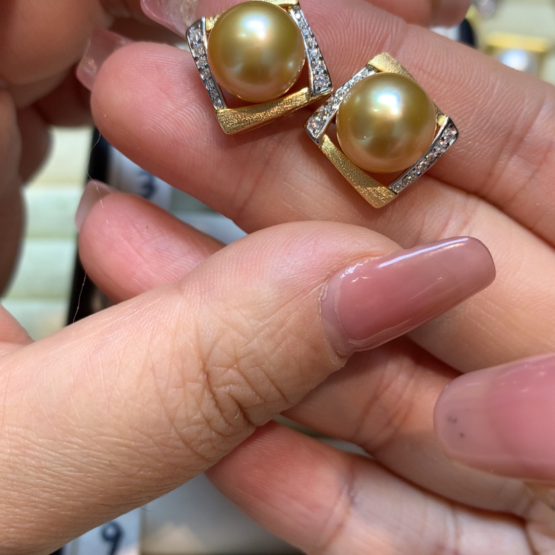 海水珍珠耳饰银S925镶嵌