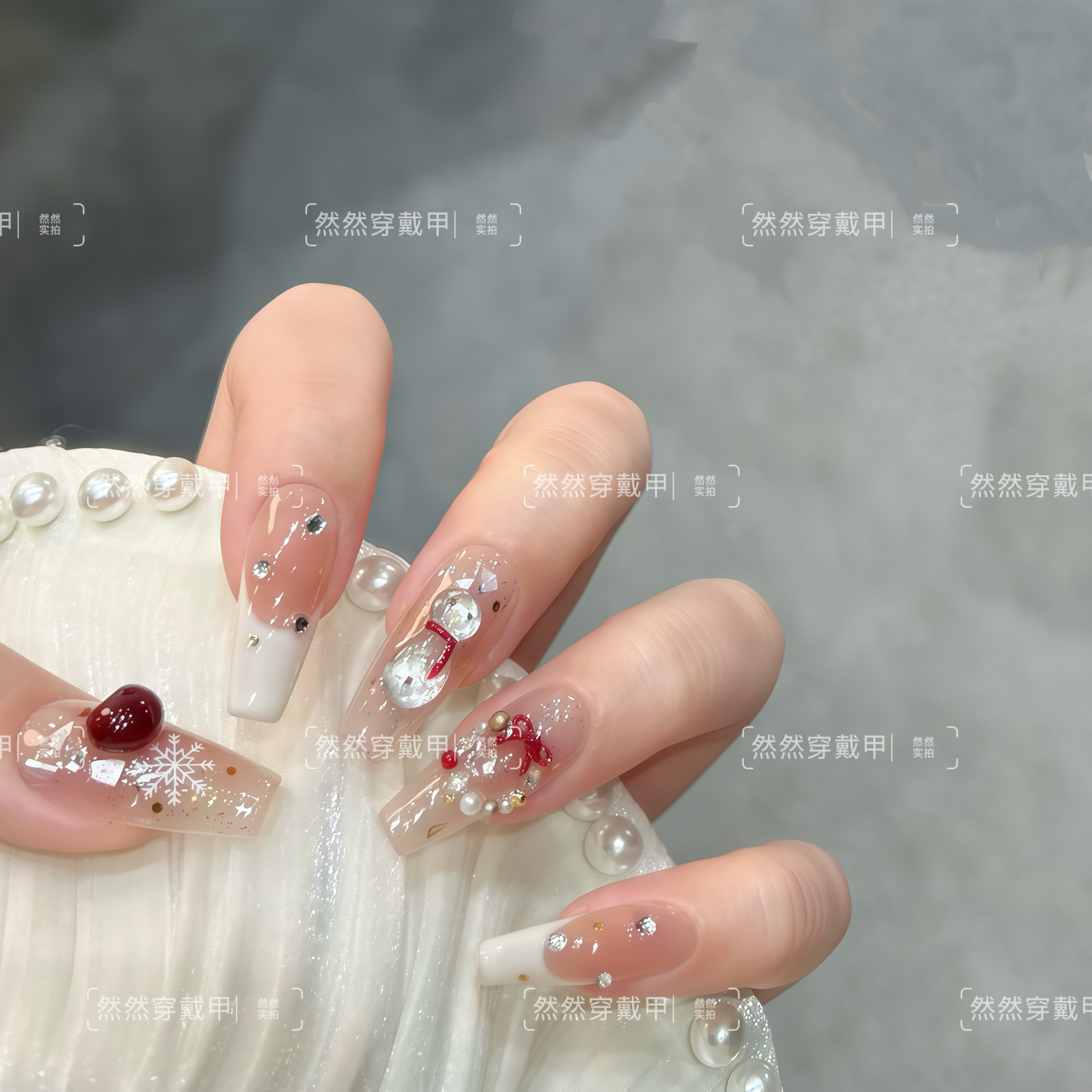 【平安果】ranran纯手工穿戴甲显白高级10片可重复佩戴现货