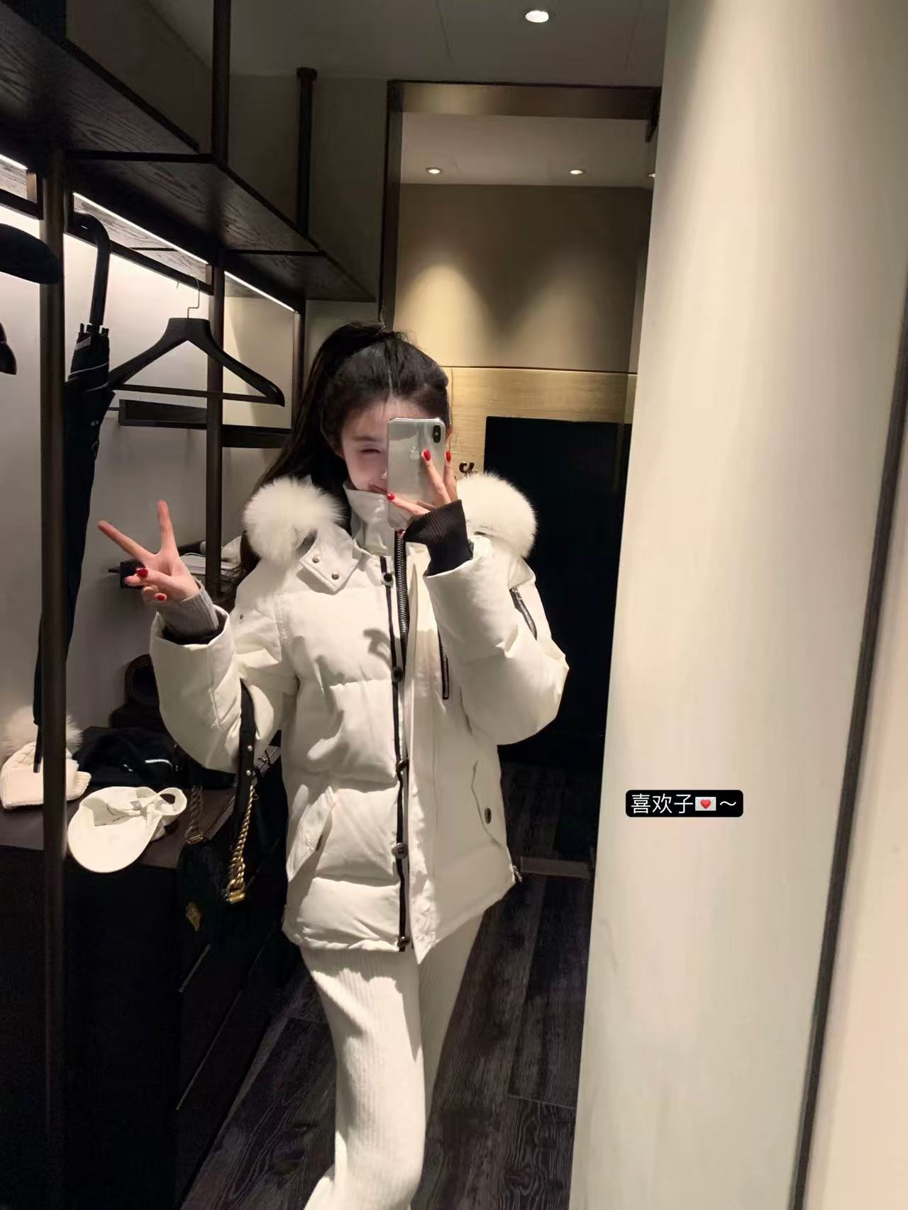 2025新款90绒羽绒服发箍狐狸毛领连帽冬季收腰短款厚修身外套发箍