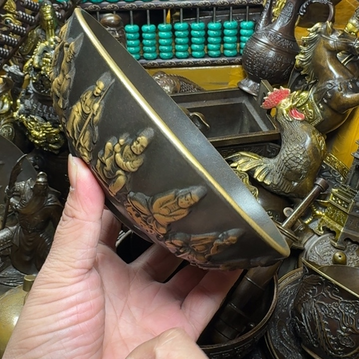 风磨铜魔音碗佛字摆件
