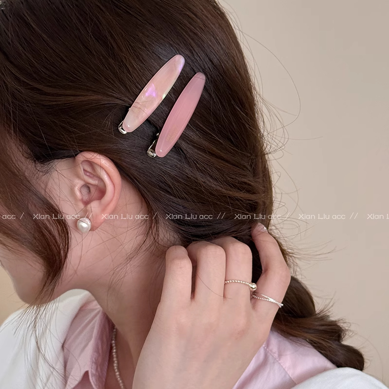 简约一字醋酸鸭嘴夹女2025新款小众高级感侧边刘海夹甜美夹子发饰
