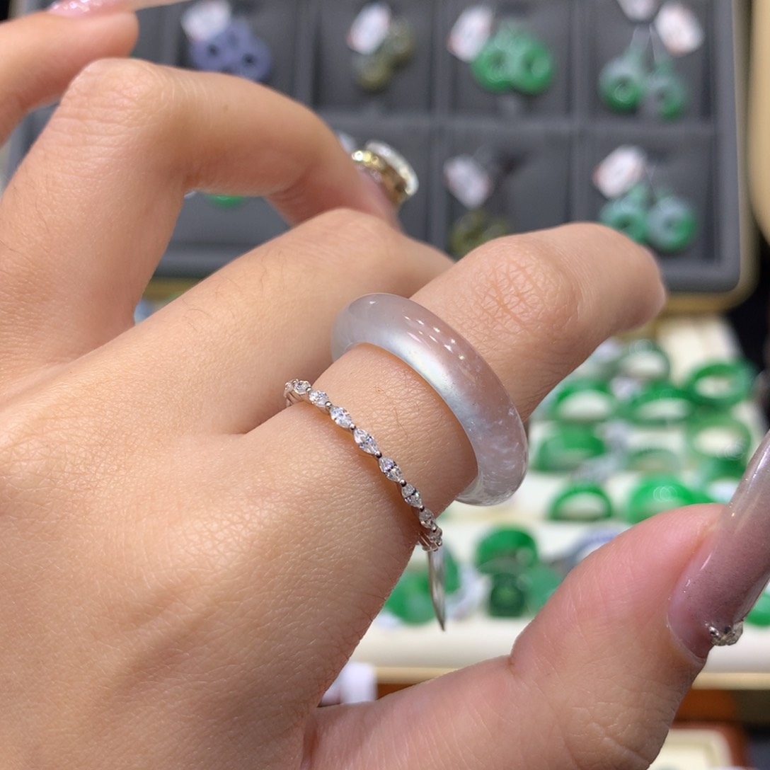 翡翠戒指未镶嵌16-17白月光