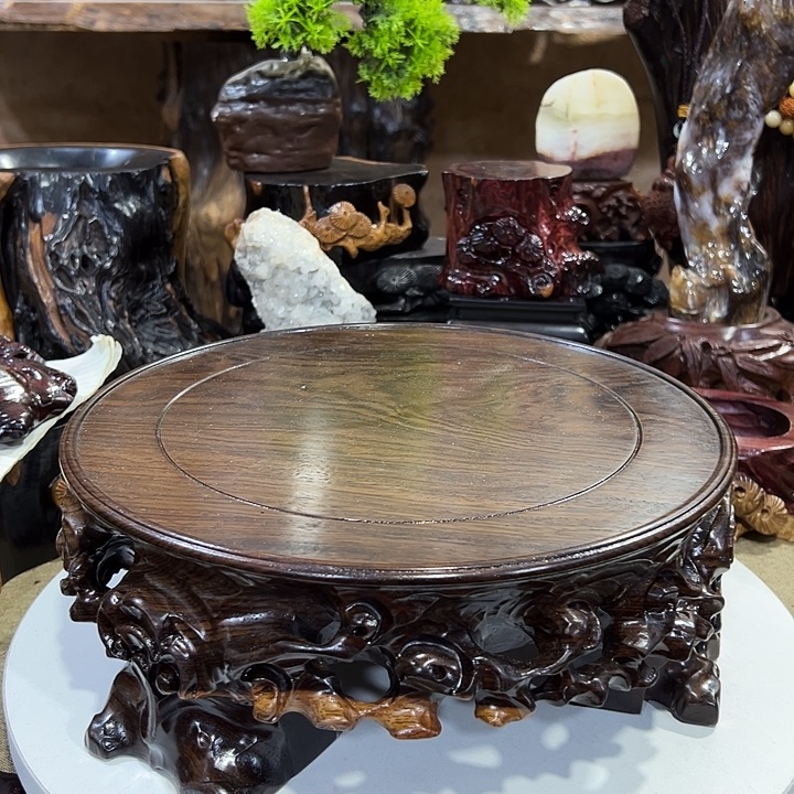 木黑檀木根雕圆底座尺寸26*10