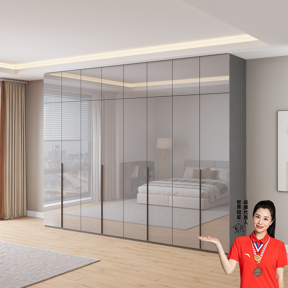 轻奢高光UV简约现代衣柜卧室家用柜子木质四六八门衣柜成品大衣橱