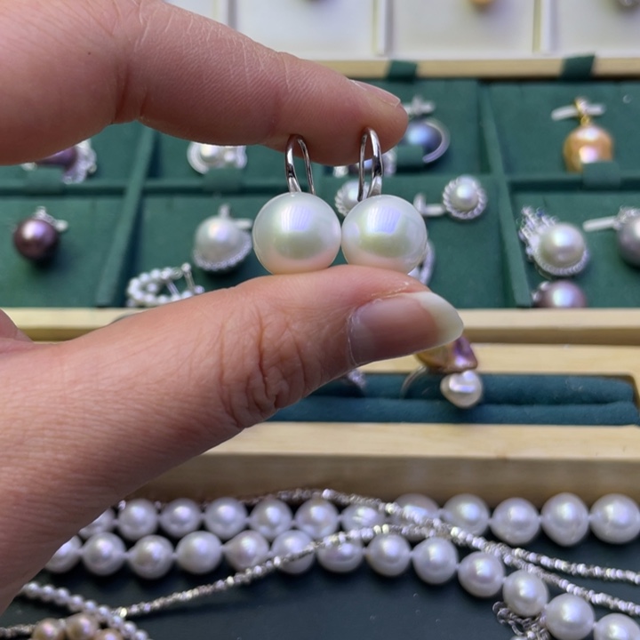 淡水珍珠耳饰银S925镶嵌