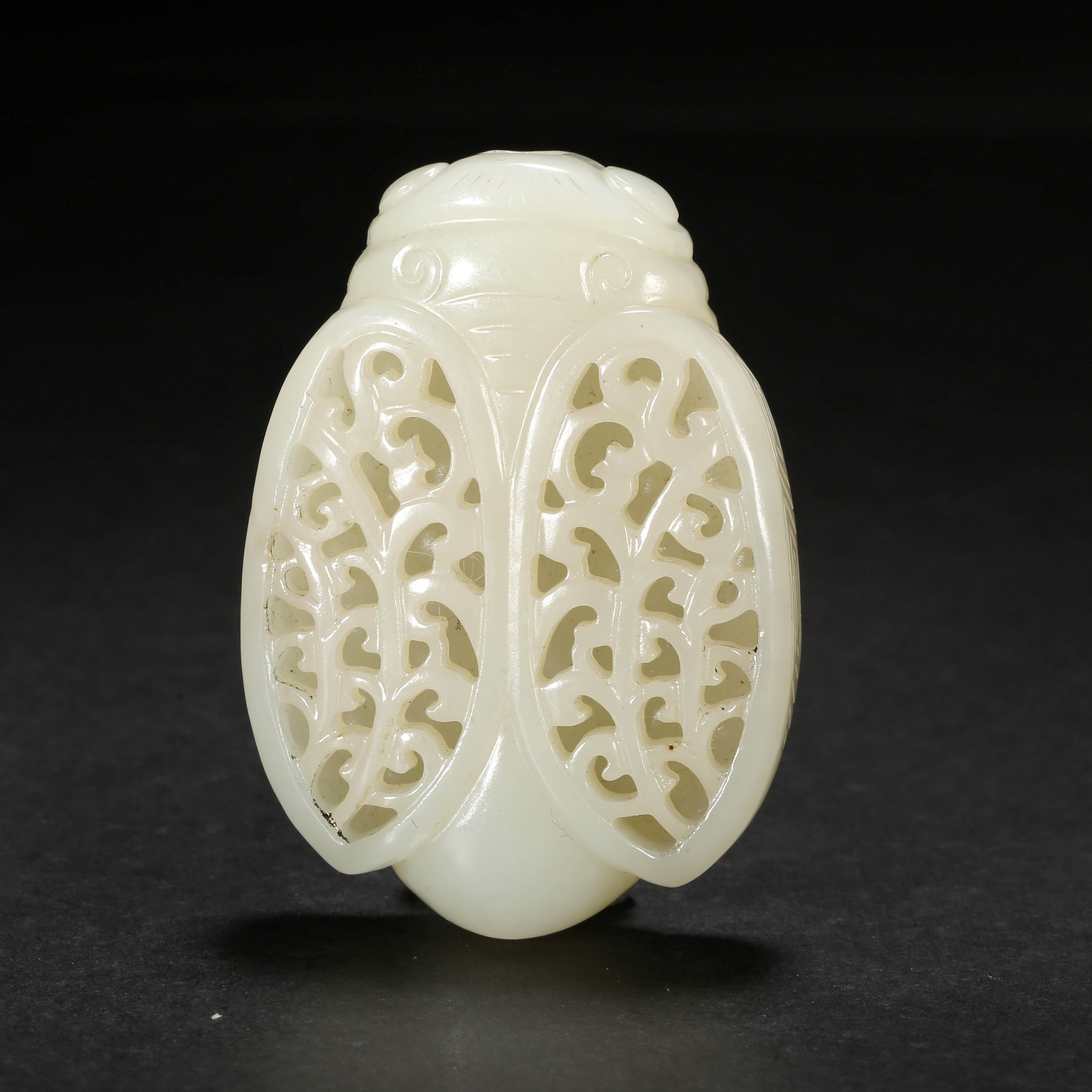 清代*蝉纹玉香囊/20ALJ3221/和田玉【北京文博】