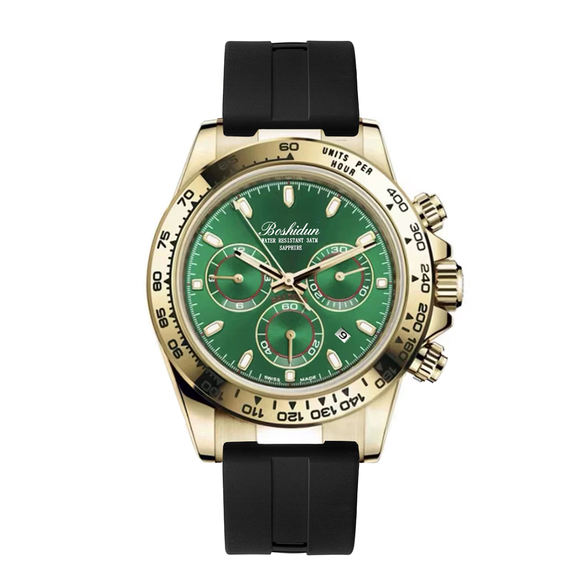 【绿迪】商务大气多功能夜光防水背透硅胶带男表9120G专属