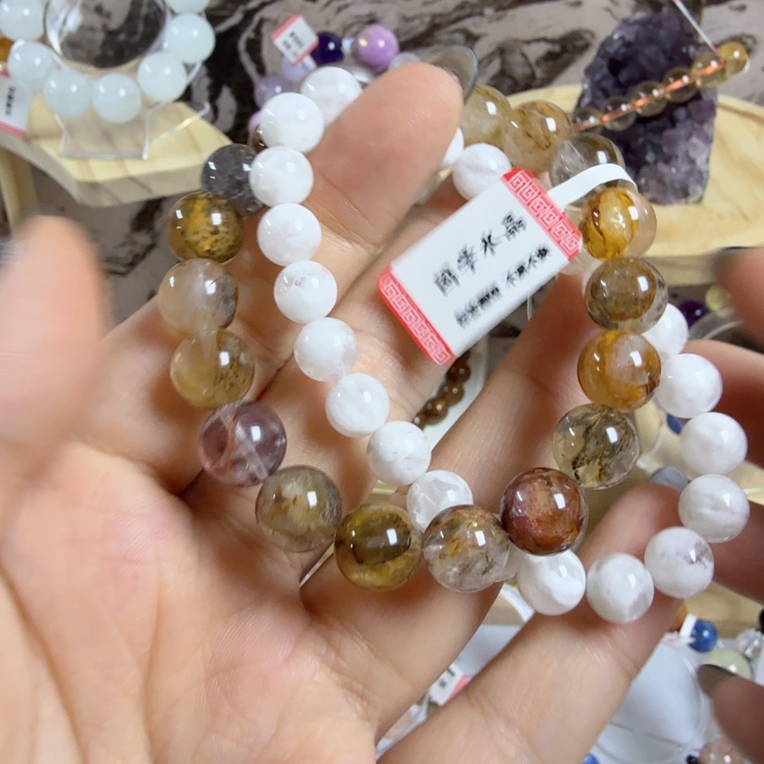 石英石铁合金小树雪花草莓时尚手串