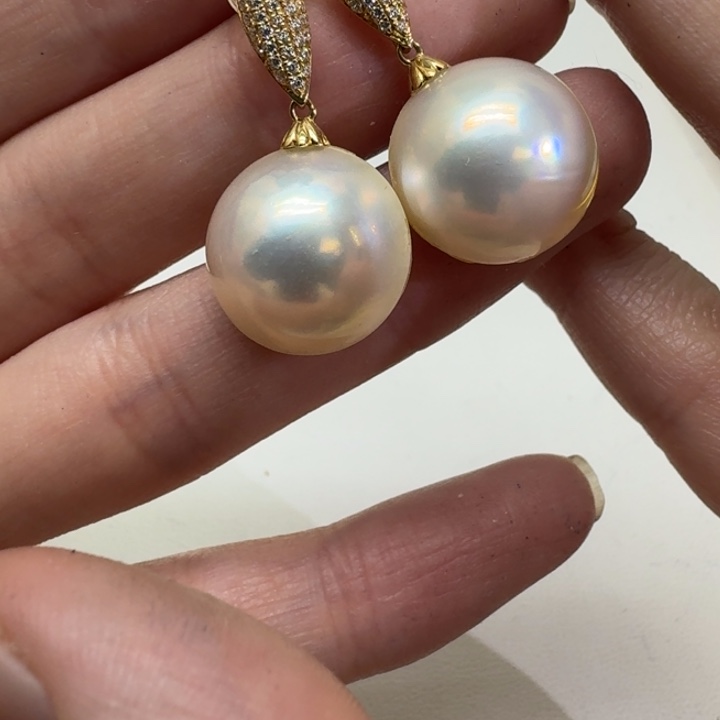 拼合珍珠（马贝珠）耳饰银S925镶嵌