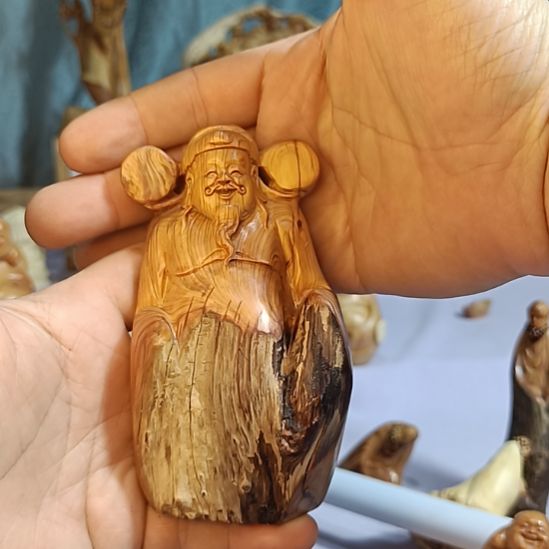 柏木（崖柏）太行崖柏财神手把件