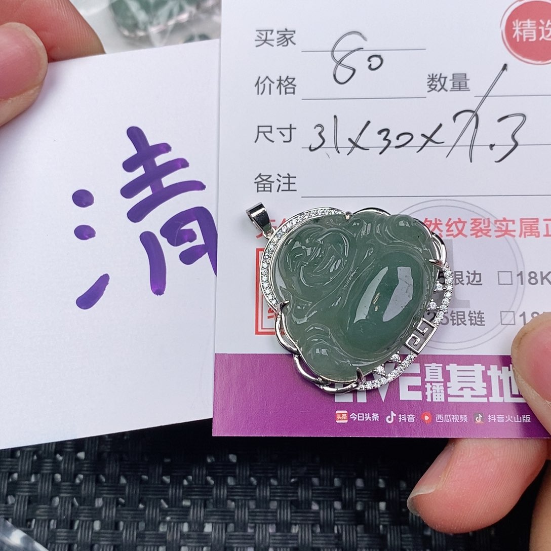 翡翠银S925镶嵌颈饰