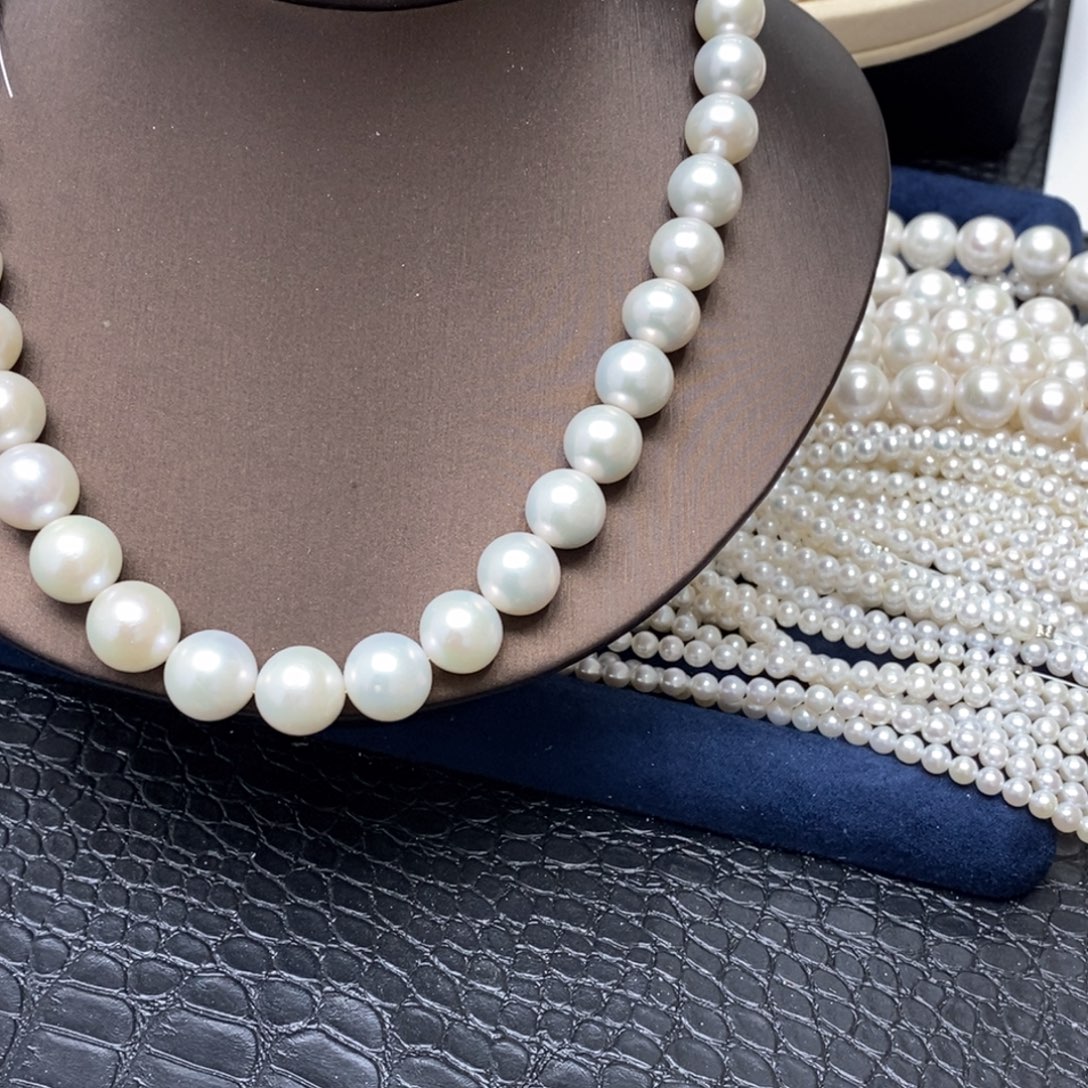 大理石磁石白色珍珠项链