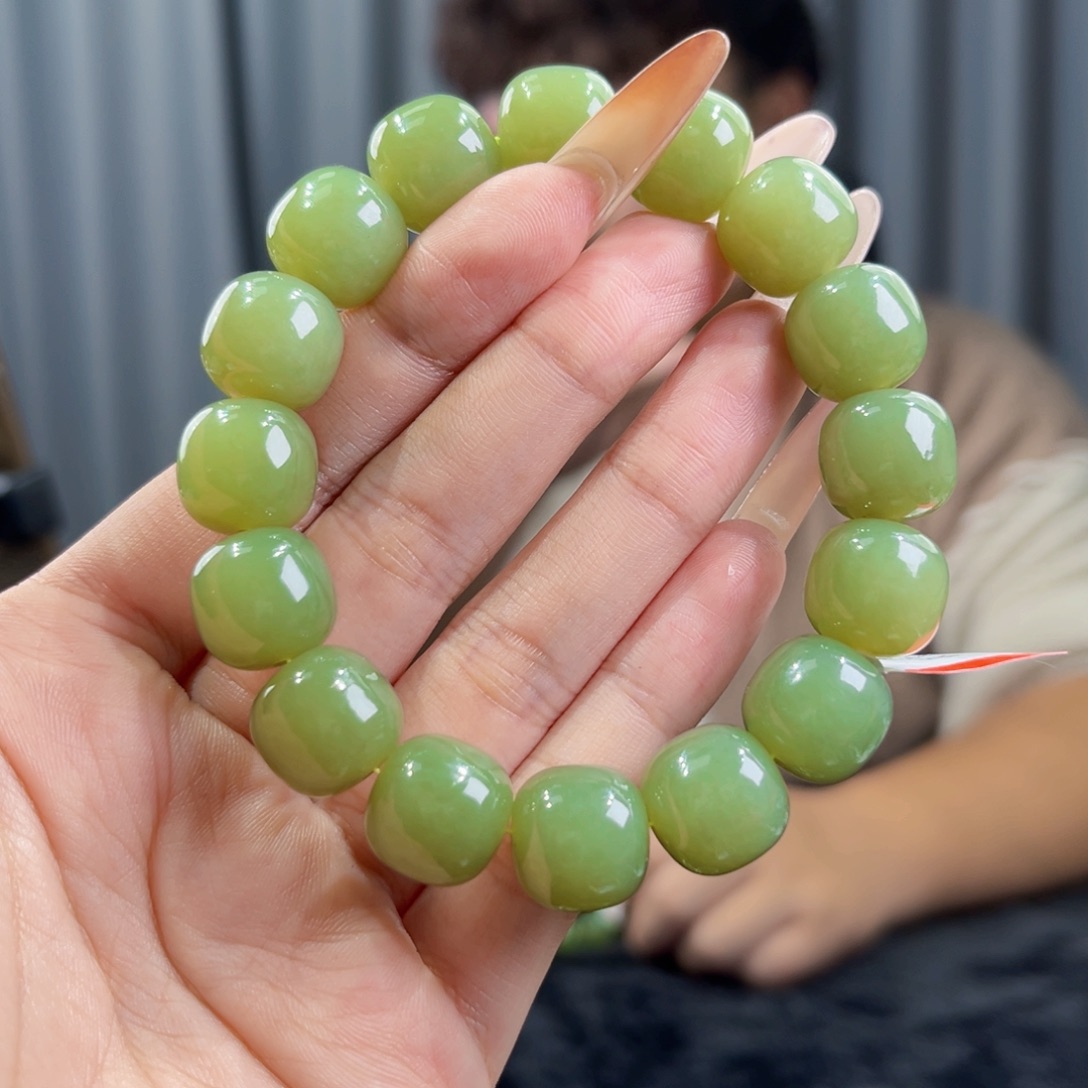 和田玉未镶嵌手串天然和田玉新疆若羌青黄口手串14