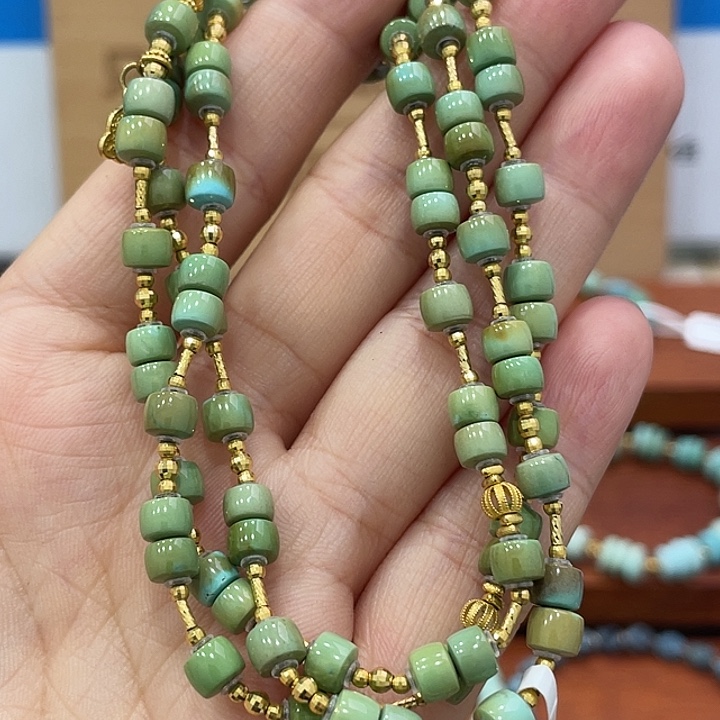 绿松石18K金镶嵌珠宝奇石