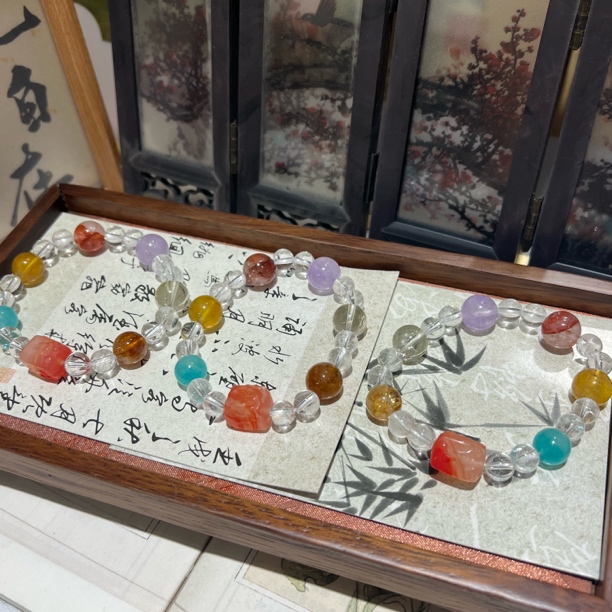 【月月家】P012天然水晶 原创多宝水晶手串 多样性发其一