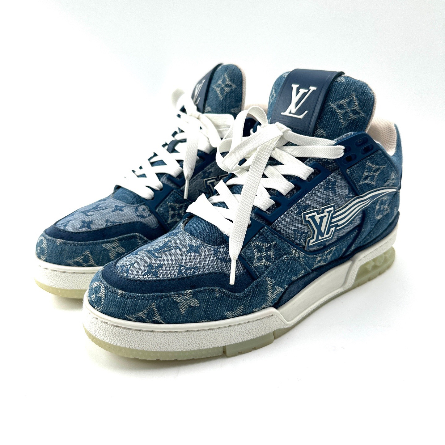 95新 LouisVuitton/路易威登 39.5码/深蓝色牛仔运动鞋/0522