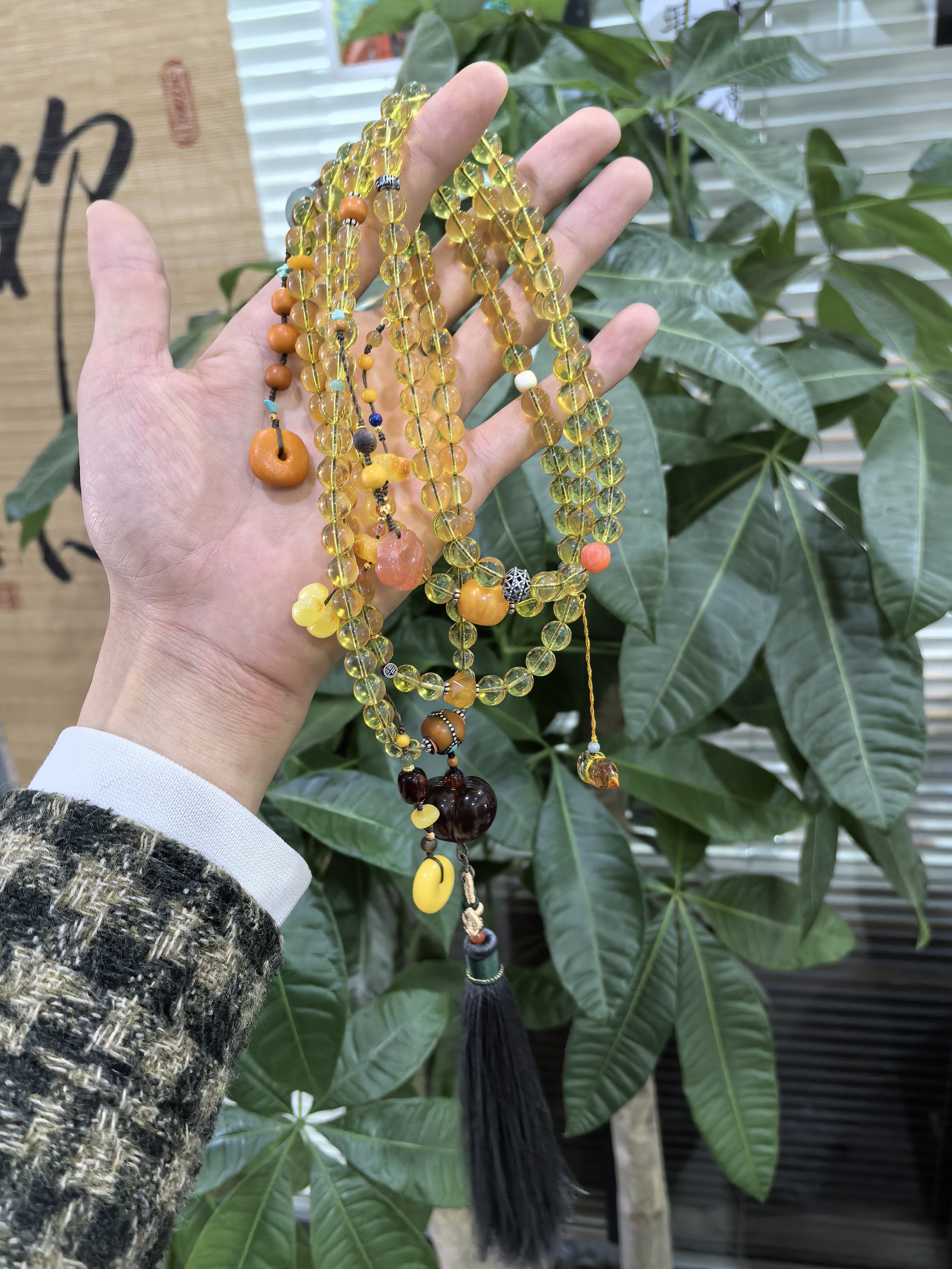  【蜜语】天然原矿净水级墨西哥蓝珀斜挎 多样性发一