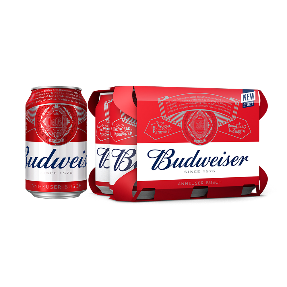 Budweiser/百威 啤酒 330ml*6罐 ≥3.6度 沃尔玛小时达 同城配送