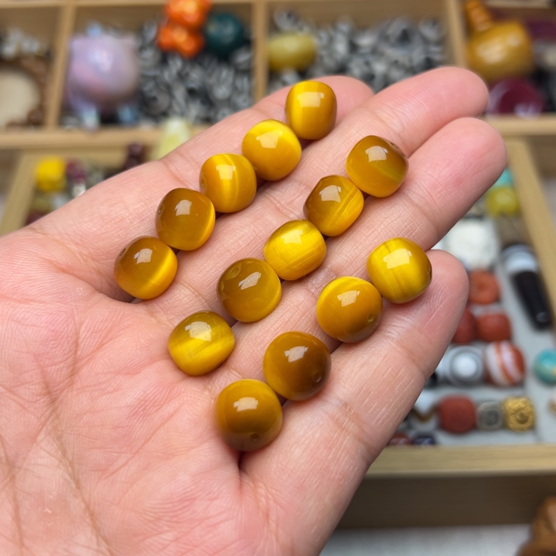 木变石（虎睛石）10mm金虎睛老型未镶嵌多样性发其中一颗