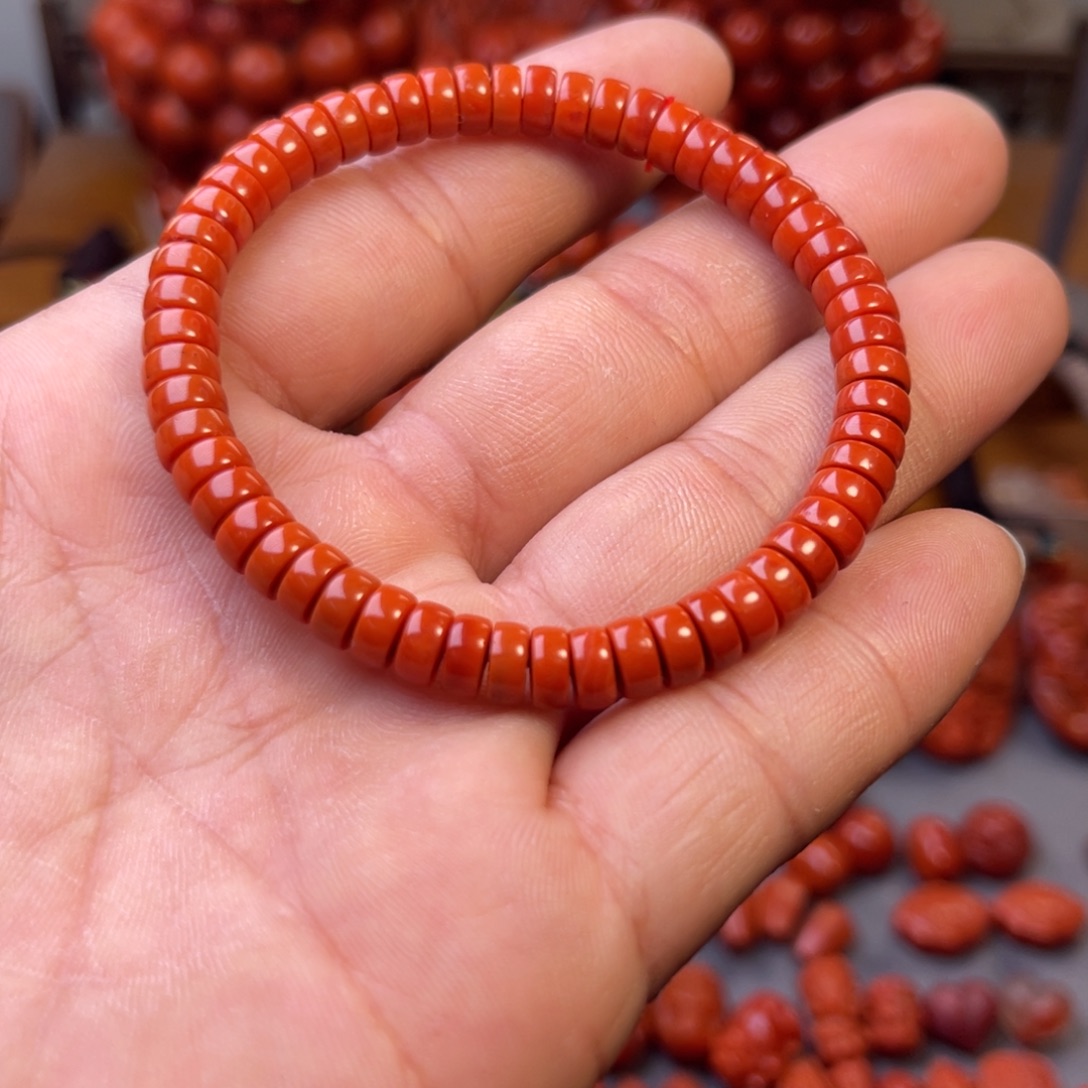 南红玛瑙未镶嵌材料精工药片手串卡6mm