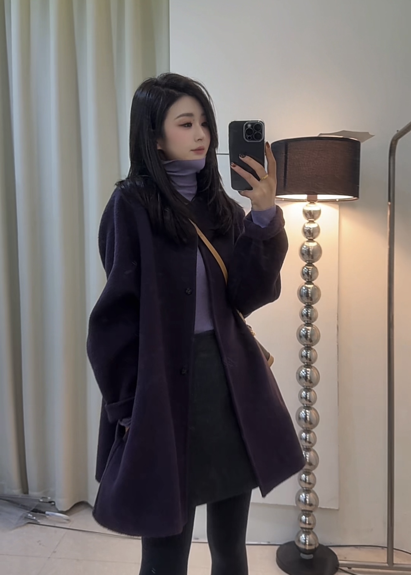 QIANRH-1489中长款宽松型长袖女羊毛大衣外套显瘦网红针织气质