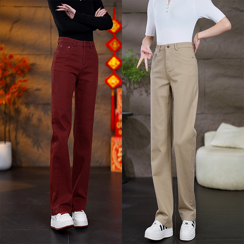 秋季新款高腰显瘦宽松直筒裤时尚休闲弹力修身柔软早秋女裤5233